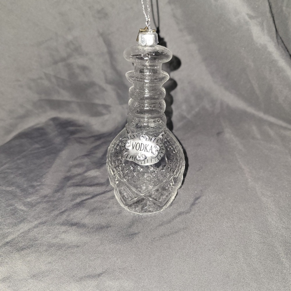 Eric Cortina EC VODKA DECANTER Glass Bottle Christmas Ornament NWT